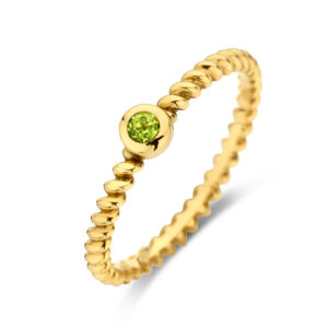 Deze ring van Minioro is gemaakt van 14 karaats goud. De sieraden kunnen worden afgewerkt met prachtige diamanten maar ook met moedermelk of as. Zo heb je echt een uniek en persoonlijk sieraad.