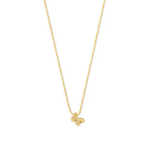 Deze ketting van Minioro is gemaakt van 14 karaats goud. Dit item heeft een vlinderbedel. De bedel is afgewerkt met een vingerafdruk. Zo heb je echt een persoonlijk en uniek sieraad.