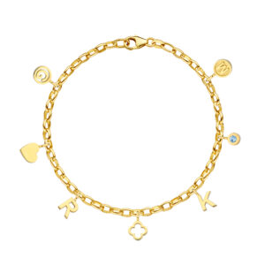 Deze schakelarmband van het merk Minioro is van 14 karaat goud. De armband is leuk op zich zelf maar kan ook gepersonaliseerd worden met unieke bedels.