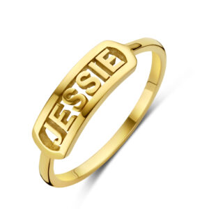 Deze ring is van het merk Minioro. De ring is 14 karaats goud. De ring kan compleet gepersonaliseerd met een naam, jaartal of geboortesteen. Deze ring kan ook worden afgewerkt met prachtige diamanten.