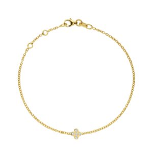 Deze ankerarmband van Minioro is van 14 karaat goud. Er zitten prachtige diamant in verwerkt.