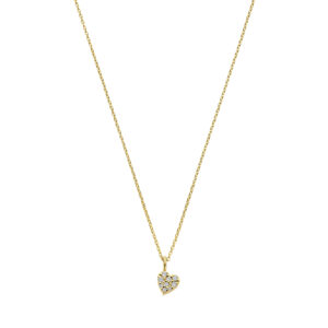 Deze ketting van Minioro is van 14 karaat goud. De ketting is in de vorm van een hart en er zitten prachtige diamant in verwerkt.
