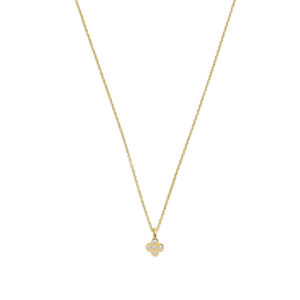 Deze ketting van Minioro is van 14 karaat goud. Er zitten prachtige diamant in verwerkt.