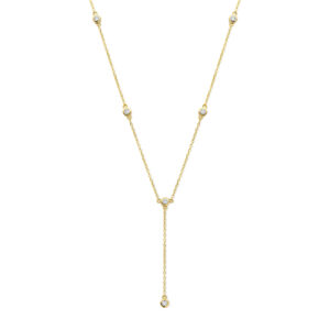 Deze kettingen van Minioro zijn gemaakt van 14 karaats goud. Deze y ketting kan ook afgewerkt worden met 5 prachtige diamanten.