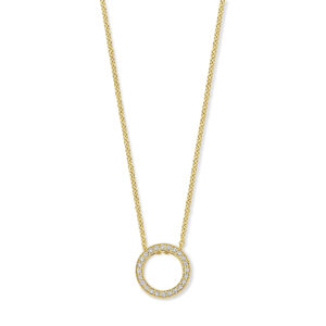 Deze ketting van Minioro is van 14 karaat goud. De ketting is afgewerkt met prachtige diamanten.