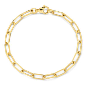 Deze schakelarmband van het merk Minioro is van 14 karaat goud. De armband is leuk op zich zelf maar kan ook gepersonaliseerd worden met unieke bedels.