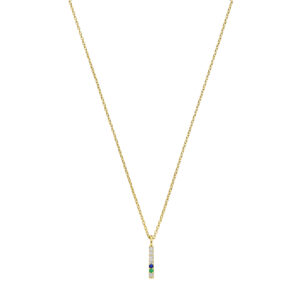 14 karaats gouden ketting met diamond bar hanger met milestones.