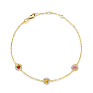 Deze armband van Minioro is van de milestone collectie. Deze collectie draai om sieraden met een geboorte steen er in. De sieraden kunnen ook afgewerkt worden met prachtige diamanten. de armbanden en kettingen kunnen met 1,2 en 3 geboorte stenen worden gemaakt.