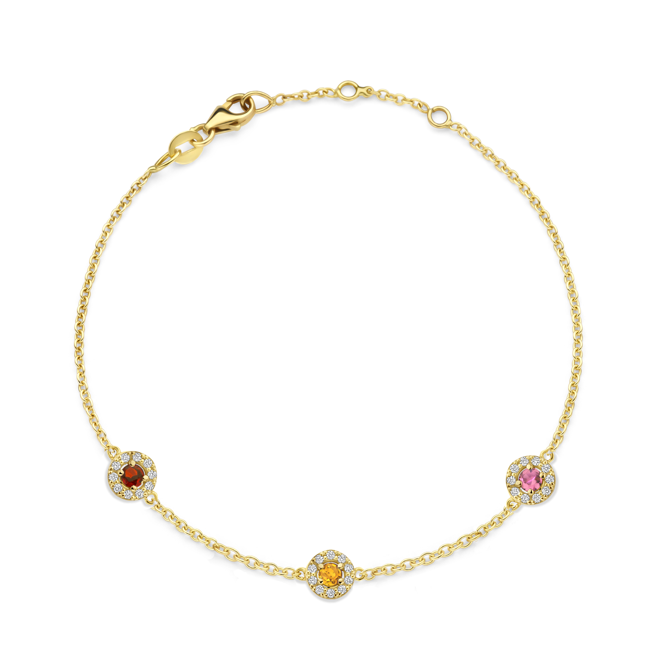 Deze armband van Minioro is van de milestone collectie. Deze collectie draai om sieraden met een geboorte steen er in. De sieraden kunnen ook afgewerkt worden met prachtige diamanten. de armbanden en kettingen kunnen met 1,2 en 3 geboorte stenen worden gemaakt.