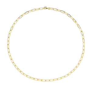 Deze schakelketting van het merk Minioro is van 14 karaat goud. De ketting is leuk op zich zelf maar kan ook gepersonaliseerd worden met unieke bedels.