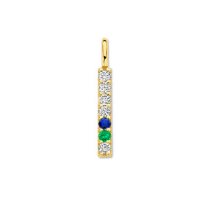 14 karaats gouden diamond bar hanger met milestones.