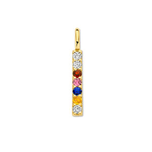 14 karaats gouden diamond bar hanger met milestones.