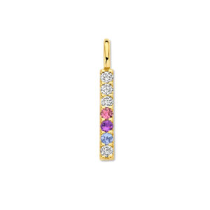 14 karaats gouden diamond bar hanger met milestones.