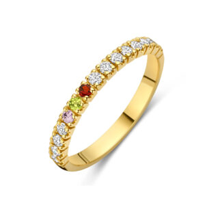 14 karaats gouden ring met diamant en milestones