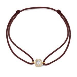 14 karaats gouden satijnen armband met diamant 0.33 ct