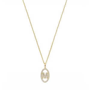 14 karaats gouden ketting met initiaal en diamant 0.21ct