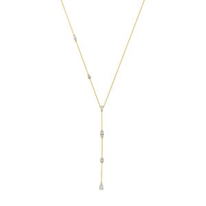14 karaats goud ketting met verschillende slijpvormen diamanten 0.55 ct