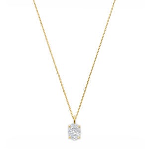 14 karaats goud ketting met ovale diamant 0.25 ct