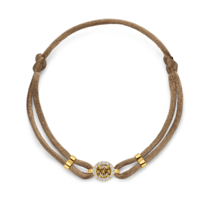 14 karaats goud satijnen armband met bruine diamant en halo 0.32 ct