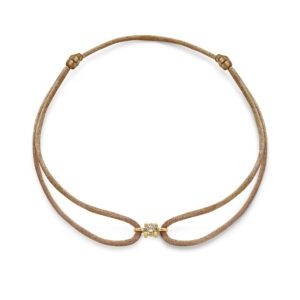 14 karaats goud satijnen armband met diamant 0.10 ct