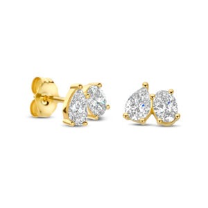 14 karaats gouden oorstekers met diamanten 1.00 ct