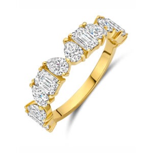 14 karaats gouden ring met verschillende diamant slijpvormen 2.20 ct