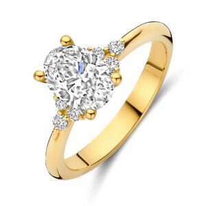 14 karaats gouden ring met 7 diamanten 1.12 ct