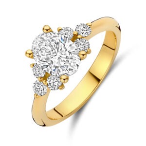 14 karaats gouden ring met 7 diamanten 1.30 ct