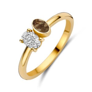 14 karaats gouden ring met diamanten 0.25 ct