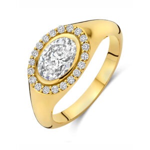 14 karaats gouden halo ring met diamant 1.20 ct