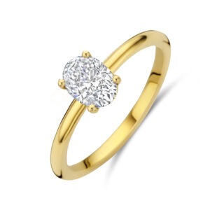 14 karaats gouden ring met ovale diamant 0.50 ct