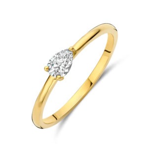 14 karaats gouden ring met peer diamant 0.25 ct