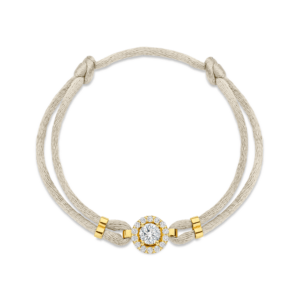 14 karaats goud satijnen armband met diamant en halo